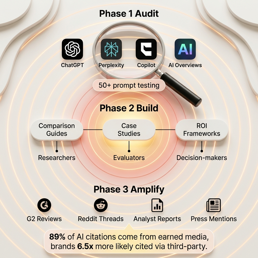 Cintra enterprise AI visibility playbook three phases audit build amplify for B2B companies