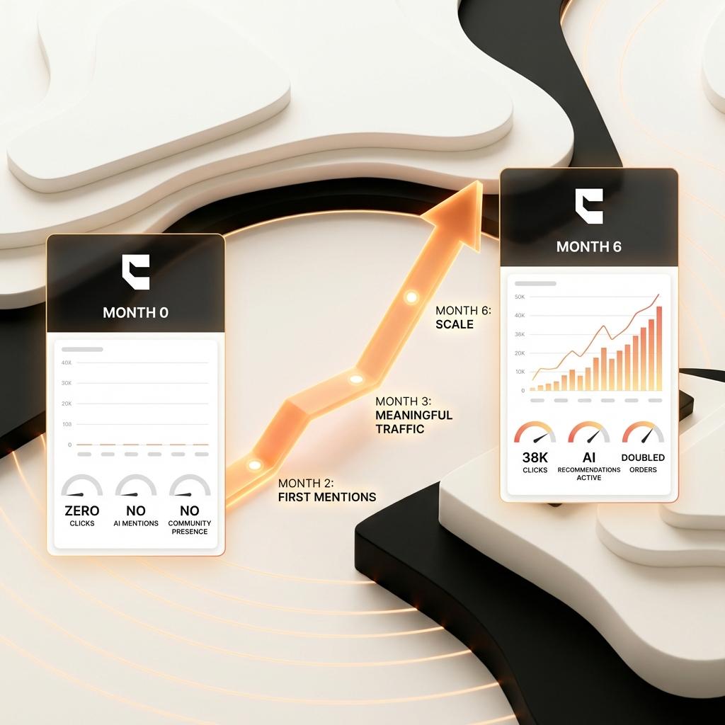 Cintra AI visibility for new brands case study UV Blocker zero to 38K clicks in six months