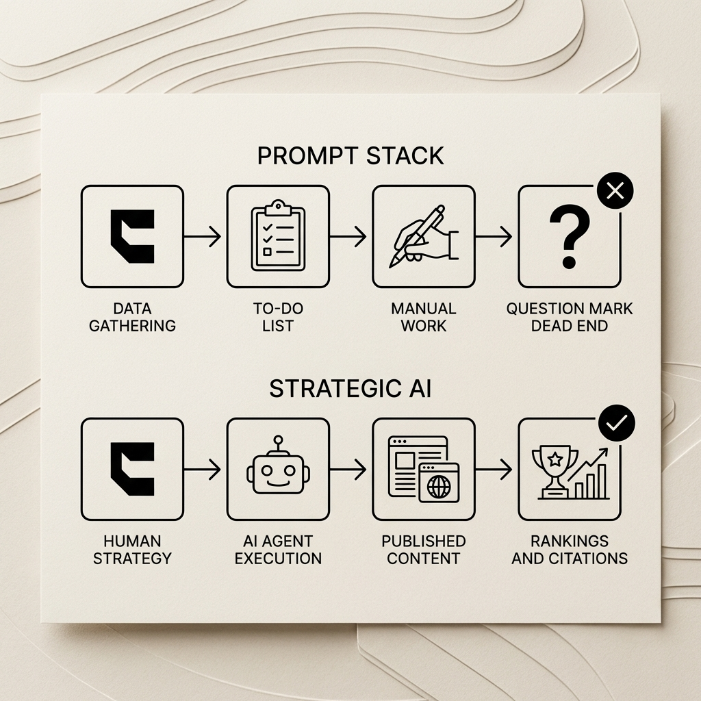 Claude SEO stack alternative — strategic AI execution workflow with human strategy and agent scale