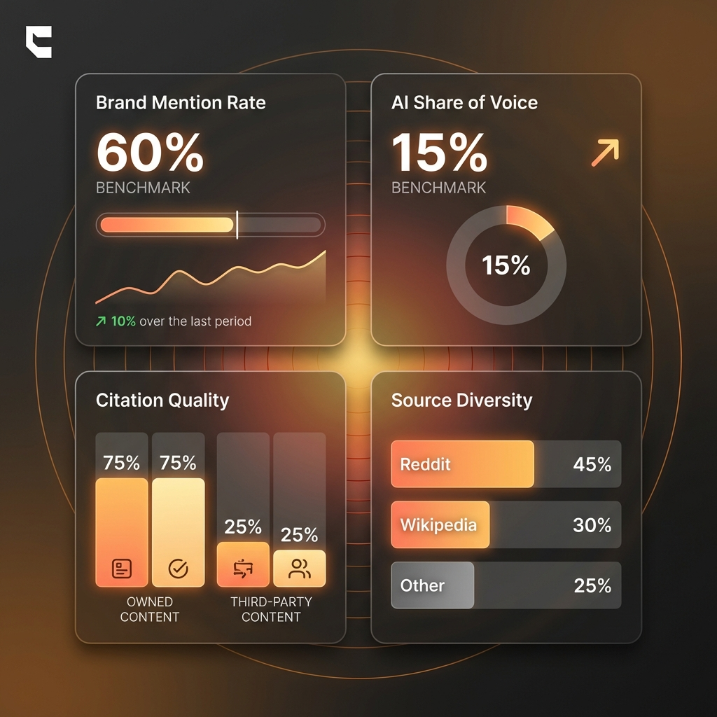Cintra four key AI visibility metrics framework brand mention rate share of voice citation quality source diversity